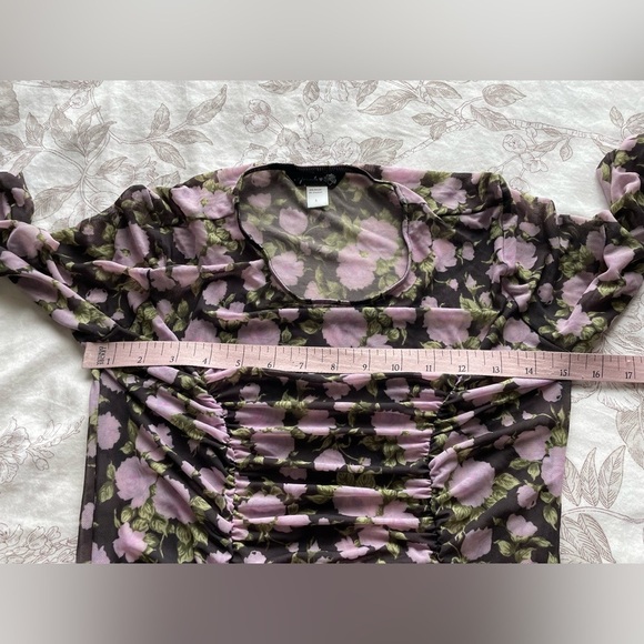 Only Hearts UO Double Mesh Sheer Floral Midi Dress Small Feminine Dainty Fairy - Picture 8 of 9